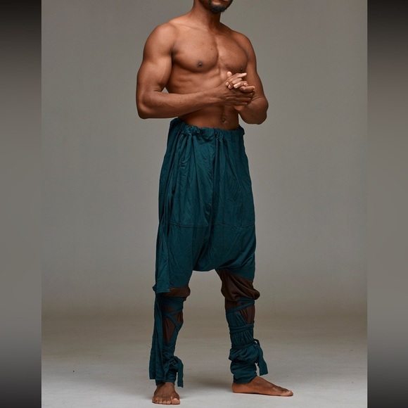 Men's Teal Harem Pants - Picture 1 of 5